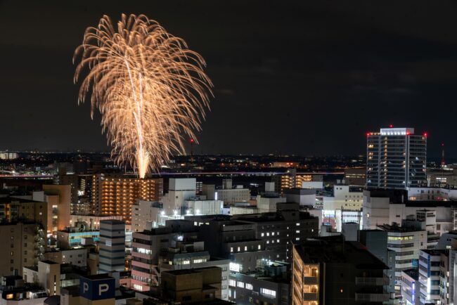 市役所屋上からの花火