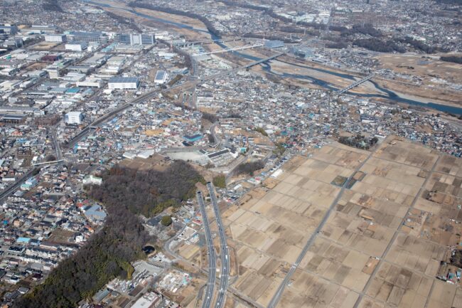 内陸工業団地周辺の航空写真