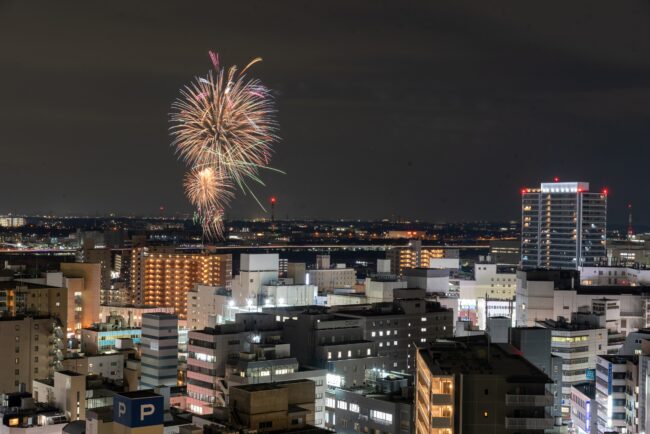 市役所屋上からの花火