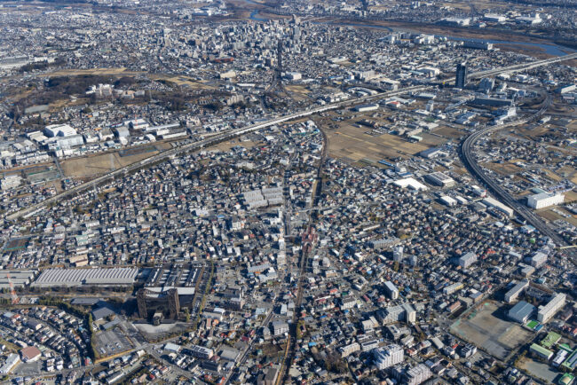 愛甲石田駅周辺の航空写真