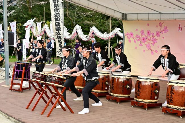 あつぎ飯山桜まつりの飯山白龍太鼓の写真